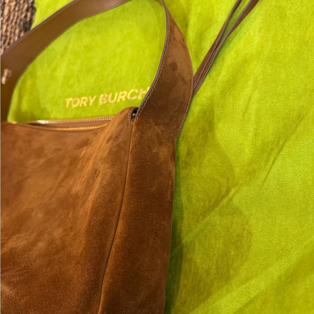 Tory Burch Brown Suede Romy Shoulder Bag - Picture 3 of 8